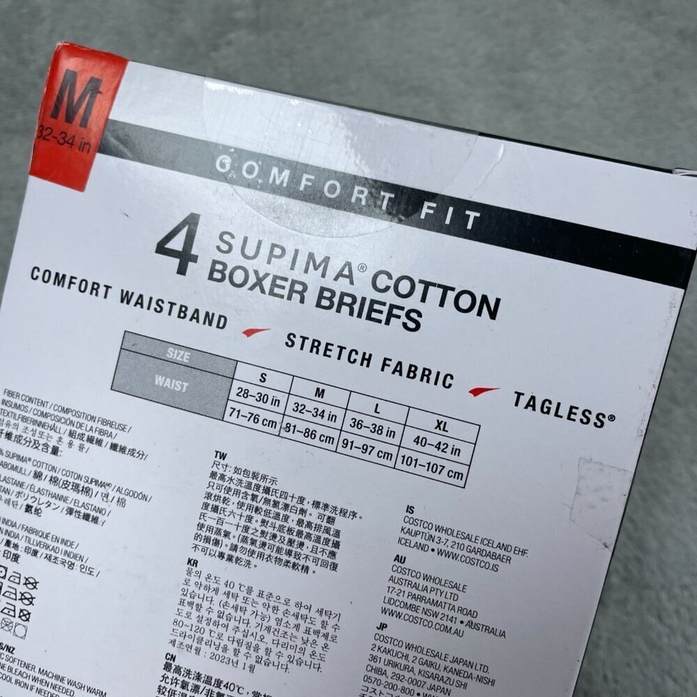 Kirkland Signature Supima Cotton Boxer Briefs 4-Pack Comfort Fit Size M a1484 - Picture 2 of 4